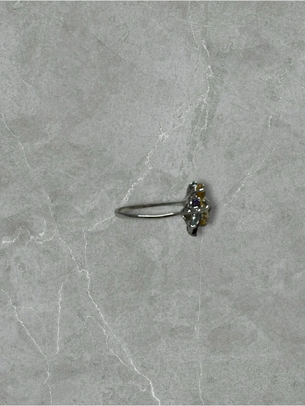 Platinum over 925 Silver Multi Gemstone Cocktail Ring - Size 7.75